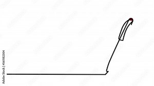 Pen writing line self drawing animation. Line art. Red color.