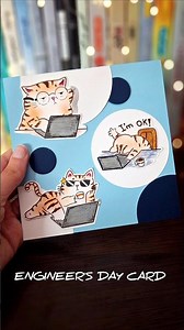 happy engineer's day card ✨️cute and easy handmade cat card 🐱