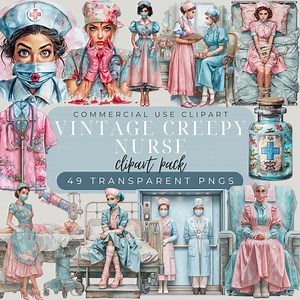 Peculiar Horror Nurse Clipart Bundle: Vintage Hospital Horror, Creepy Medical, Gothic Art (digital Download) - Etsy