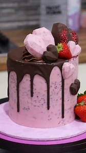 15K views · 168 reactions | Raspberry ganache cake! Mix freeze dried berries into mock ganache for the prettiest texture and design! 殺 5 inch frost form kit and scraper from frostform.com- use code FROSTLOVE10 for 10% off at the website checkout #ganachecake #berrycake #dripcake #cakedecorating #cakeskills #frostform | Loveisbakeable | Facebook