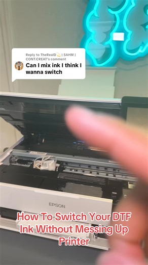 | SAHM |CONT.CREAT How to switch out your DTF ink or remove ink #tshirtbusiness #dtfprinting #dtftransfers #dtfink | Highly Flavored