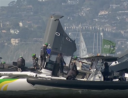 On board footage captures frightening moment large sail collapses on sailors during $2m race