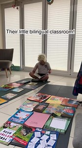 7.1K views · 320 reactions | 2 exercise mats, a pile of books and 2 languages! All you need for hours of imaginative play  (full lesson in the comments!) I hope they behave as well with their students when they are at school  | Sign Source learning | Facebook