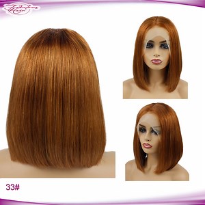 [Hot Item] High Quality Human Hair Color 33# Silk Straight Bob Lace Front Wig