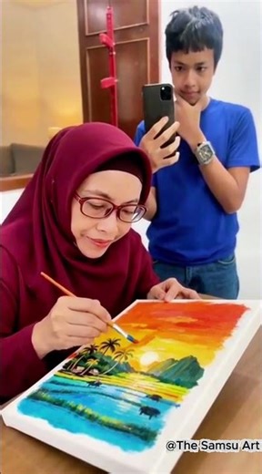 beautiful natural landscape painting by Atysam , an artist from West Java_ Indonesia