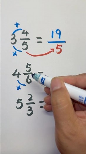 Convert mixed numbers to improve fractions