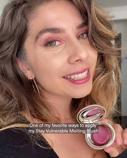 1.4K views · 222 reactions | Tap, tap, tap! Applying your Stay Vulnerable Melting Blush in an upwards tapping motion is the KEY for a seamless, satin finish without messing up your foundation.  You can use a brush, a sponge, or your fingertips. @stuckinmy20somethings is wearing the shade Nearly Berry #StayVulnerable | Rare Beauty | Facebook