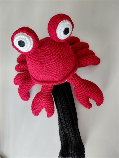 Crochet crab golf club cover,Personalized Custom Golf Head Covers,knit golf cover or hand Puppet,Golf Sock