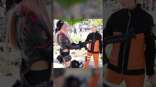 Rapi meets Naruto and Sasuke #nikke #naruto #cosplay
