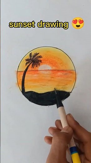 how to draw sunset drawing 🤩🪄😍 || #shorts