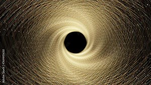 Seamless circular particle background featuring flickering gold light effects and center black hole