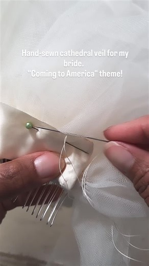 Serving royalty on the aisle 👑💍 Custom alterations, a dramatic cathedral veil, and a rhinestone headpiece, set the stage for this gorgeous Queen. BridalCouture #CustomVeil #CathedralVeil #BridalAlterations #ComingToAmericaInspired | Christine Phillips/ Fashion designer