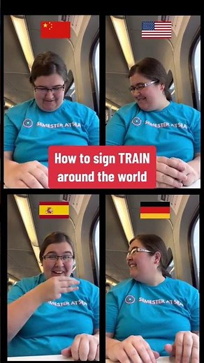 How to sign TRAIN in 4 World Sign Languages #signlanguage #deafworld #train #asl #china