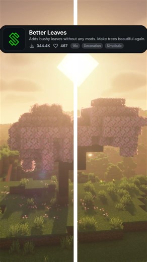 Minecraft: Round Trees + It’s All Connected & Better Leaves 🌳✨#minecraft #resourcepack #shorts