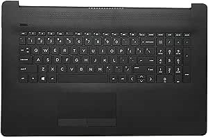 Replacement Keyboard Palmrest Upper Case Top Cover US Layout with 73H1 PTP Touchpad Assembly for HP 17-by 17-CA 17T-by 17Z-CA Laptop L92780-001 Jet Black