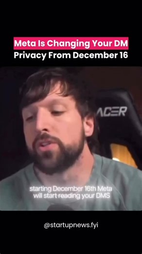 StartupNews Fyi on Instagram: "Your DMs are Changing TODAY! Meta’s New Privacy Update Explained! Starting today, December 16, Meta is rolling out a massive update that changes how your Direct Messages work forever. Here is what you need to know: ✅ Total Privacy: No one—including Meta, hackers, or governments—can read your messages. Only you and the receiver have the "key." ✅ The Catch: You may now be asked to set up a Secure Storage PIN. 🔢 ✅ The Risk: If you lose this PIN or don't back up your 
