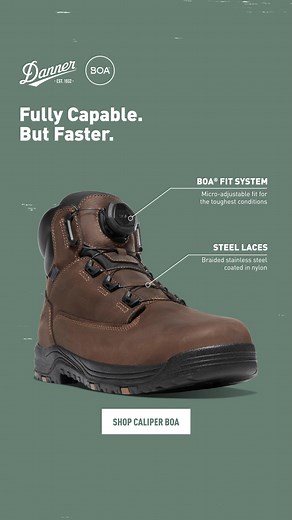 For job sites where the work is relentless, the Caliper BOA® brings the speed and secure fit of the BOA® Fit System to one of our most reliable boots. | Danner