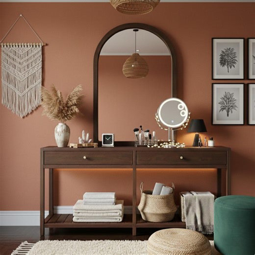 Solid Wood Console Table With Arched Mirror – Minimal Scandinavian Entryway Table, Handmade Natural Wooden Vanity, Modern Rustic Home Decor - Etsy