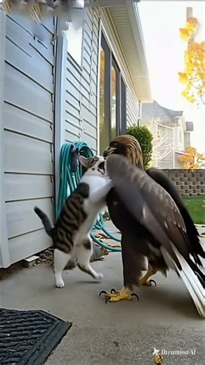 Cat vs Hawk: This Unexpected Fight Went Viral 😳 #CatVsHawk