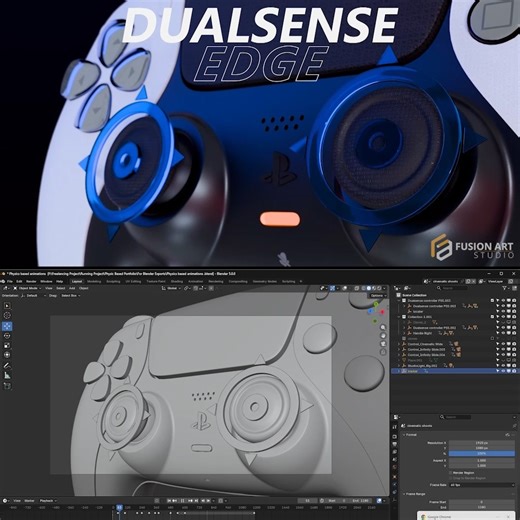 Fusion Art Studios on Instagram: "PS5 Controller Like You’ve Never Seen Before ⚡🔥 HIRE US NOW: https://fusionart.net/serviceview?id=691db8e30c78d Unleashing the PS5 controller in a way you’ve NEVER seen before! ⚡ Smooth motion • Cinematic vibes • Future-ready design 🎮✨ If you love 3D product animations, this one’s for you! Drop a ❤️ if you want the full breakdown or BTS! Created by Fusion Art Studios – Turning ideas into next-gen visuals. 👇 Comment "PS5" for more reels li