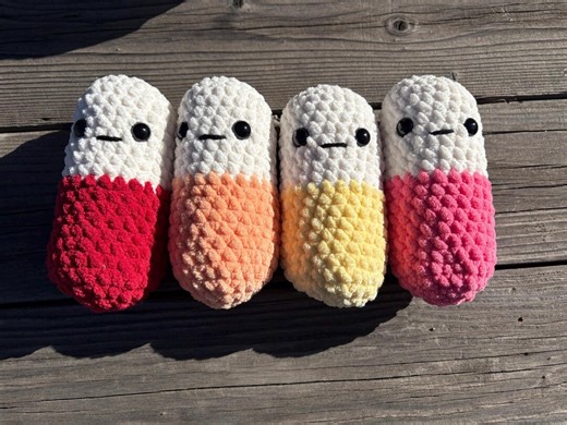 Crochet Chill Pill Plush – Handmade Amigurumi Stress Relief Toy, Funny Gift - Etsy