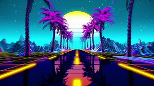 80s Retro Futuristic Sci-fi Seamless Loop. VJ Landscape with Neon Lights Stock Video - Video of scifi, geometric: 176625877