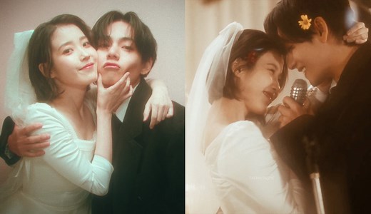 K-netizens buzz about IU and BTS's V wedding scenes in "Love Wins All" Music Video
