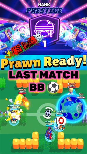 🔥 HANK PRESTIGE 1 PUSH DONE ⚡| HANK 1K TROPHY PUSH IN BRAWL BALL ⚽ #shorts #brawlstars