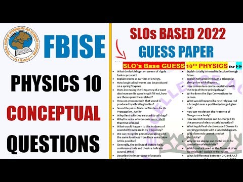 Physics 10 Important Conceptual Questions SLOs Based |Federal Board