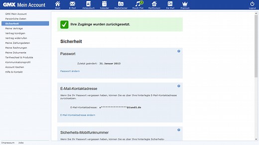 Postfach-Zugriffe: Apps zurücksetzen