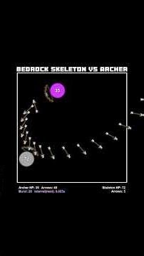 Bedrock Skeleton VS Archer Simulation #bouncingball #code #satisfying #rpg #physics