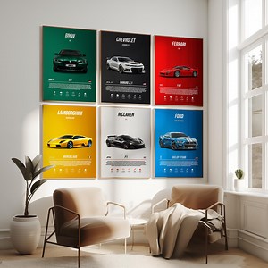 Supercar Poster Set of 12: Car Enthusiast Automotive Wall Art (digital Prints) - Etsy