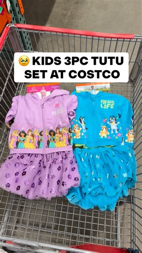 👗 Character Kids’ 3-Piece Tutu Set is at Costco and these are almost too cute to handle! I spotted Bluey in that bright teal set, Hello Kitty and Friends in pink, and a Disney Princess version in the prettiest purple 💖 Each one comes with the zip hoodie, graphic top, and sparkly tutu skirt, and the little details on the prints are adorable. Sizes run from 2T to 6 and at this price it’s such a fun everyday outfit option for kids who love their favorite characters! ($19.99) #Costco #CostcoFinds 