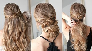 2.9K views · 46 reactions | Three easy twisted hairstyles that build on one another. Start with the half up, transition it into a ponytail or a low bun updo. The perfect hair-spiration for any holiday party. | Missy Sue Blog | Facebook