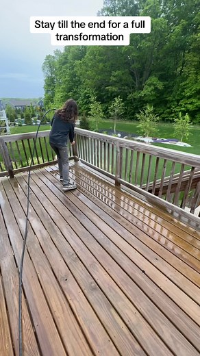 Using Sherwin Williams #SuperDeck Oil Baised Semi Tranparent in the color #foothil #decktransformation #paintersoftiktok #foryou #deckstaining