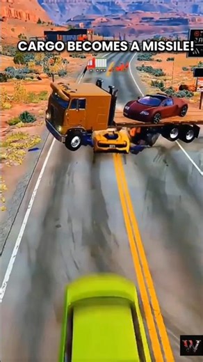 Cargo Becomes a Missile! 😱🚛🏎️ Insane Flatbed Fail #Shorts