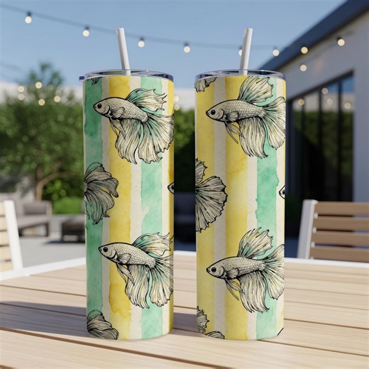Betta Fish Tumbler Wrap, Watercolor Stripes, Seamless PNG (digital Download) - Etsy