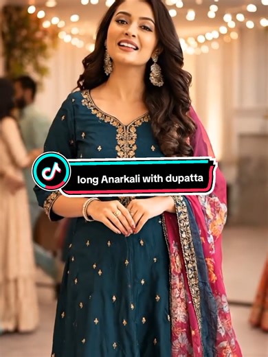 Long Anarkali Dress with Dupatta for Party & Wedding Wear