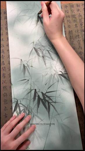 Watercolor Art Gallery on Instagram: "Watercolor painting by artist YouFeng (Douyin) — a poetic bamboo study executed with graceful brush control and refined ink-wash transitions. Soft gradients and fluid strokes create a sense of depth and rhythm, while negative space and traditional calligraphic balance evoke calm, elegance, and Eastern aesthetic sensibility. A beautiful blend of spontaneity and discipline in watercolor. Artist: YouFeng (Douyin) #watercolorpainting #inkwash #chinesepainting #b