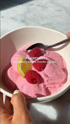 5-Ingredient Raspberry Lemon Frozen Yogurt - FULL RECIPE BELOW