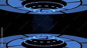 Digital 3D earth sphere with futuristic digital HUD in High tech lab base and digital circuit glowing around.