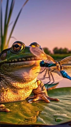 Frog trying to catch insect