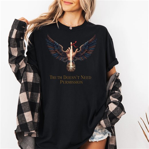 Truth Quote Graphic T Shirt | Symbolic Winged Hand Art Tee | | Unisex Art Top - Etsy