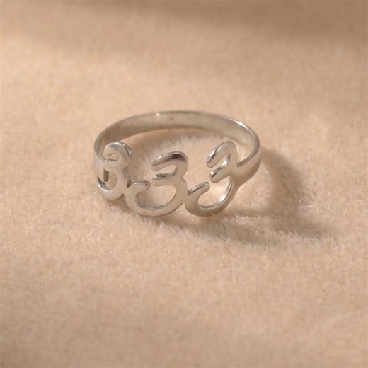 Sterling Silver Angel Number Ring, Custom Engraved Spiritual Jewelry, Mom Lucky Gift - Etsy