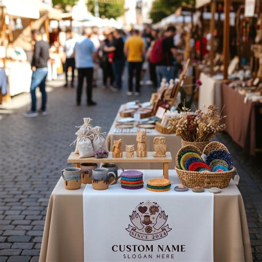Custom Logo Table Runner, Small Business Booth Tablecloth, Vendor Market Display Banner, Personalized Branding Decor - Etsy