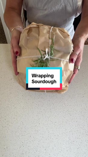 Hack for wrapping sourdough when the parchment paper is too narrow. Double it up peeps! #sourdough #wrappingsourdough #sourdoughgifting