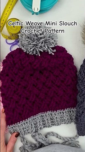 The Celtic Weave Mini Slouch is my favorite crochet hat pattern! #crochethat #crochet #tutorial
