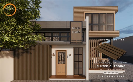 ☕ Make Your Storefront Stand Out Modern. Sleek. Inviting. This 3D-rendered cafe design uses WPC Fluted Panels & Cladding to elevate curb appeal while withstanding the elements—perfect for cafés, restos, and boutique spaces. 🏡 Weather-resistant 🌧️ Fade & termite resistant 🎨 Available in versatile wood tones 📍 For commercial or residential builds 📩 DM us for samples or quotes! | DECORWOODPH