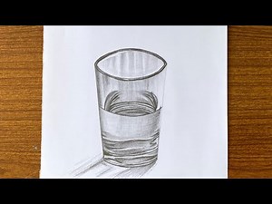 How to draw a realistic glass for beginners || How to draw a glass of water step by step easy