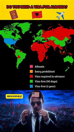 Do you need a VISA for Albania 🇦🇱 #map #visa #shorts